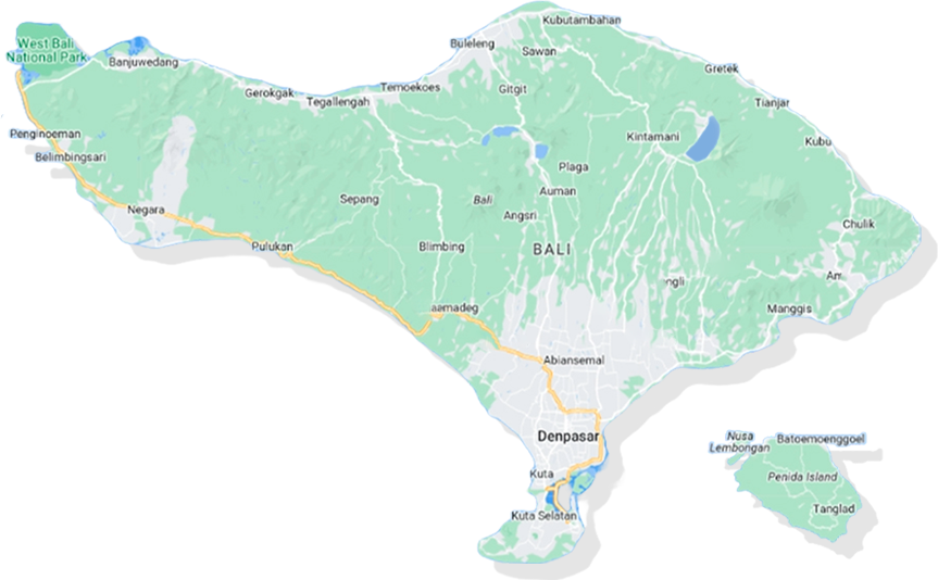 Peta Pulau Bali dan Nusa Penida
